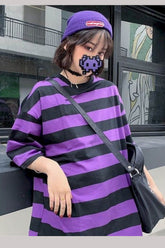 Lässiges, gestreiftes, lockeres Oversize-Shirt